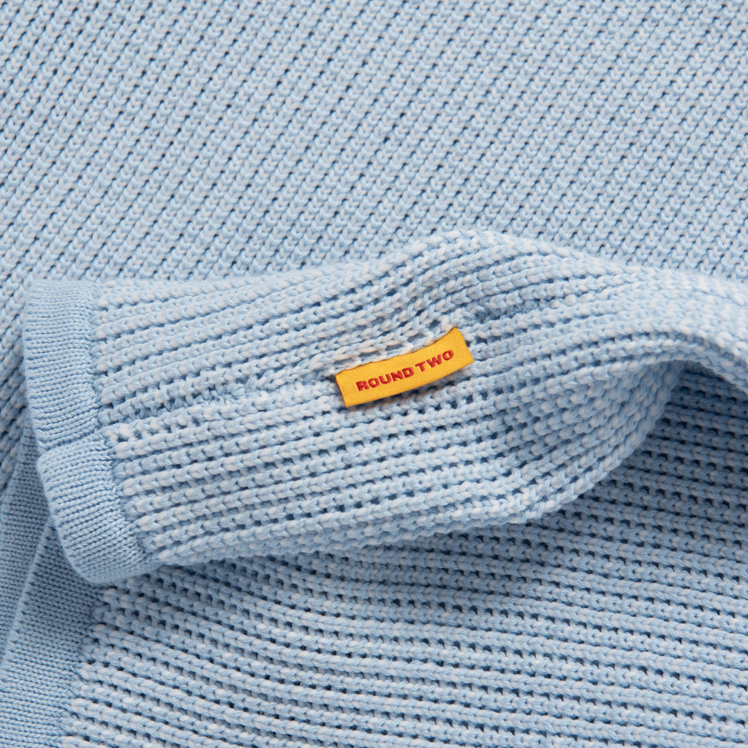 Light Blue Knit Zip Polo