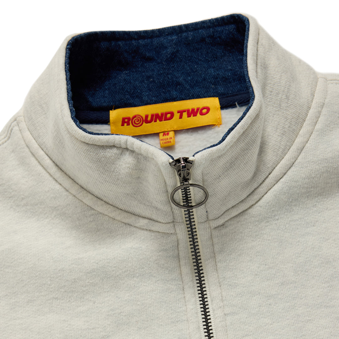 Two Tone Quarter Zip Sweater - Denim